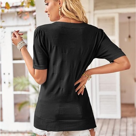 Arch & Cloz Women Crew Neck Short Sleeve Pullover Knitted Sweater Size X-Large - Picture 14 of 14
